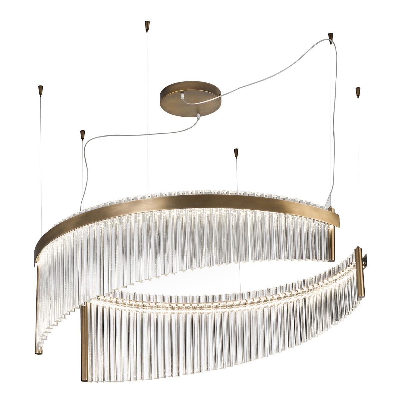 Transparante Murano glazen kroonluchter met dubbele LED-verlichting