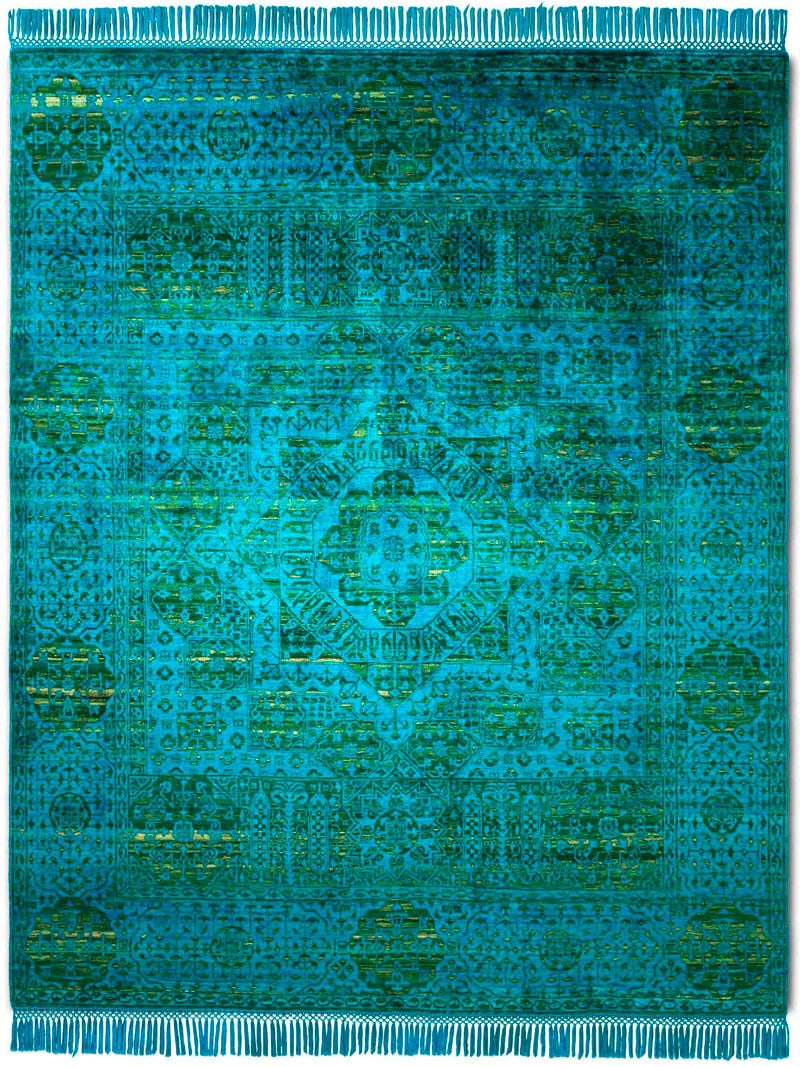 Electric Blue groen luxe vloerkleed
