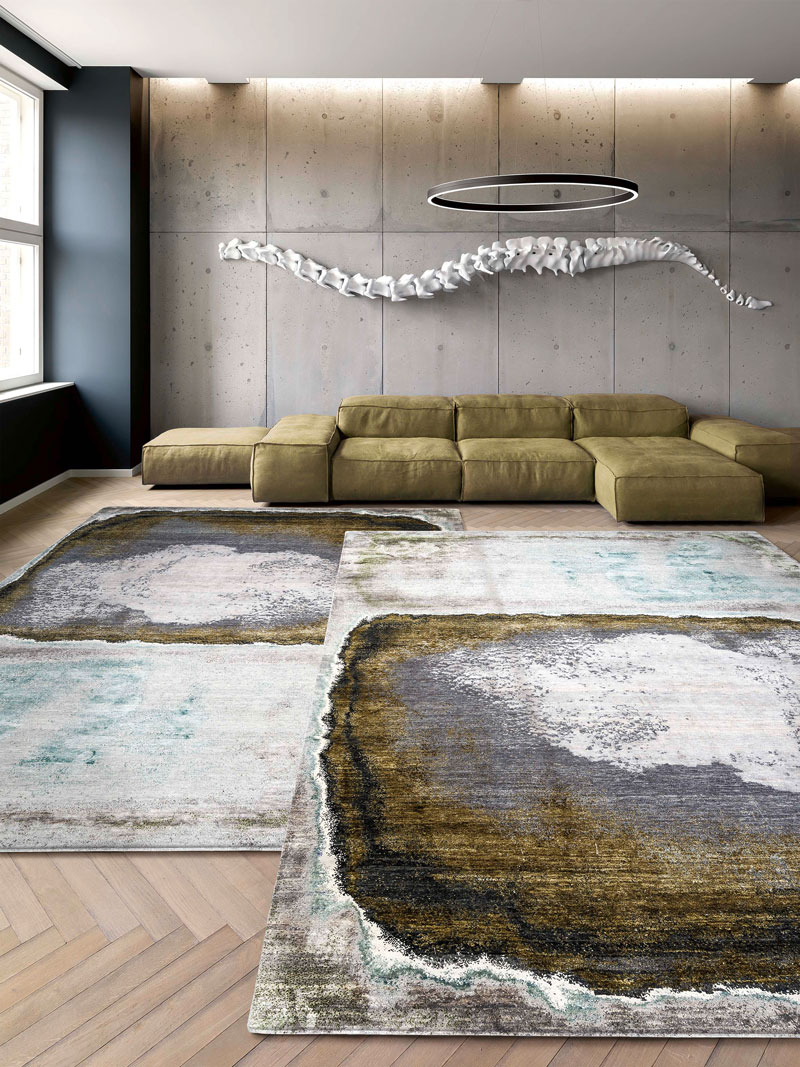 Tapis tissé main Green Rust | Taille: 140 × 210 cm
