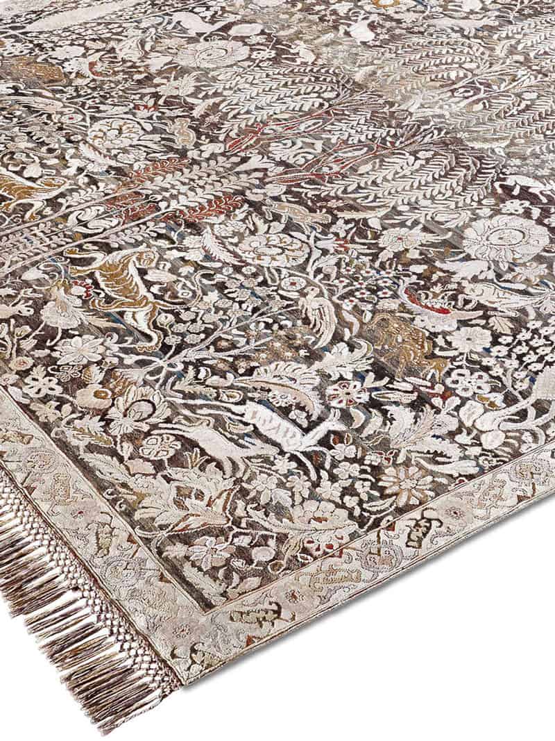 Tapis de luxe fait main or gris