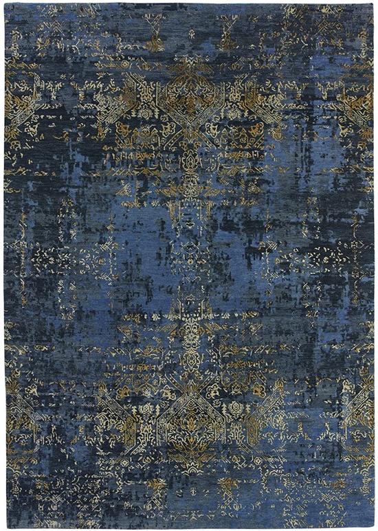 Tapis Luxury abstrait bleu or | Taille: 170 × 240 cm