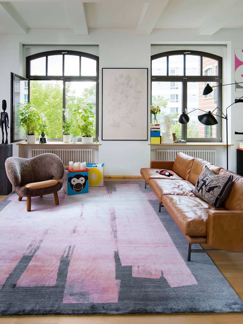 Tapis tissé main Hexagon rose | Taille: 183 × 274 cm