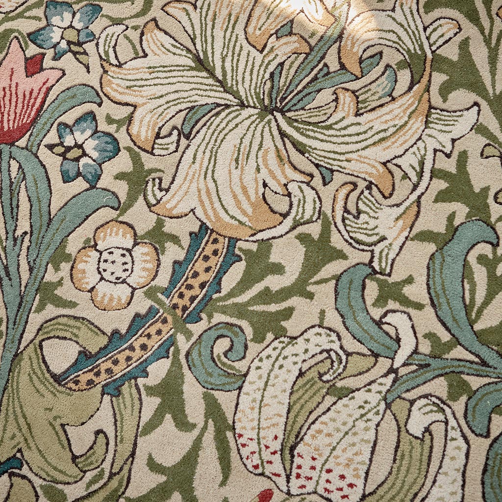 Tapis Golden Lily vert rouge de luxe | Taille: 250 × 350 cm