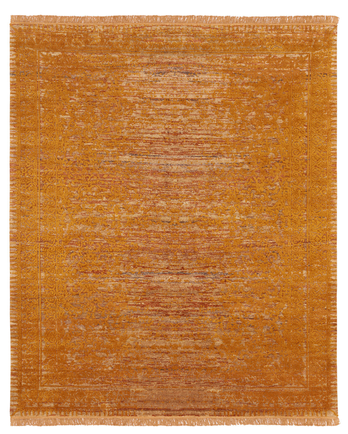 Tapis Ferrara Radi Stomped Reverse brun or | Taille: 450 × 550 cm
