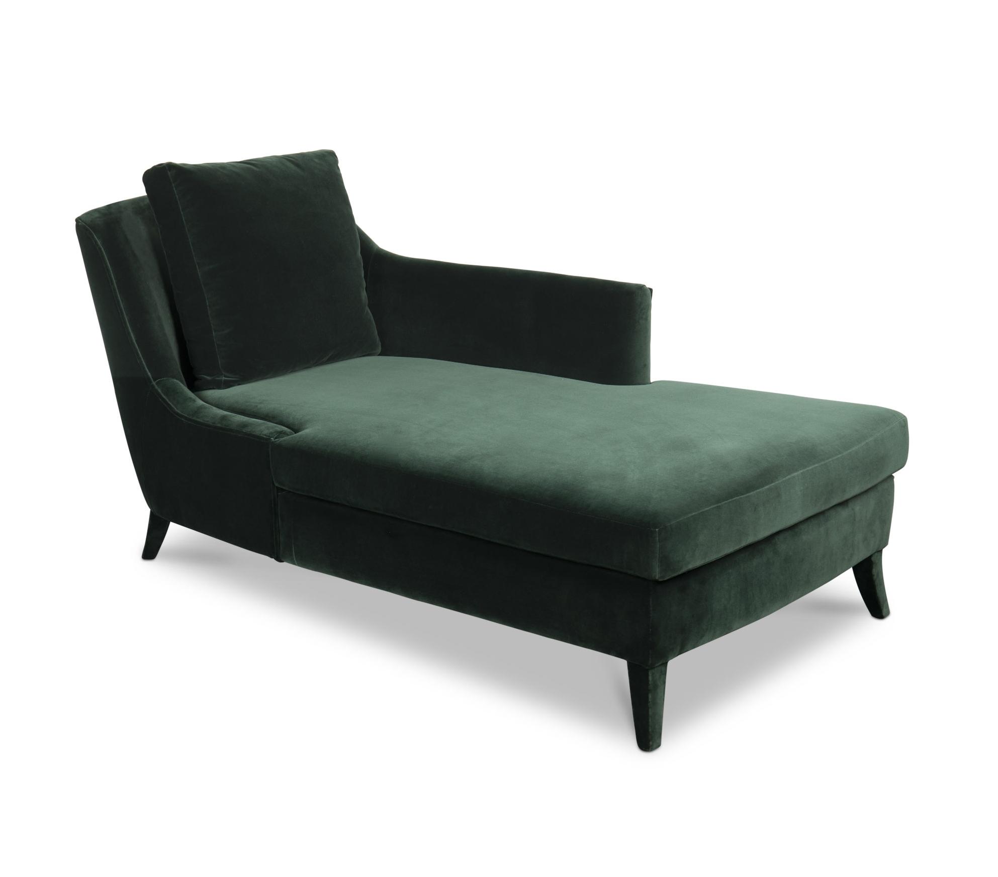 Chaise longue en velours peluche