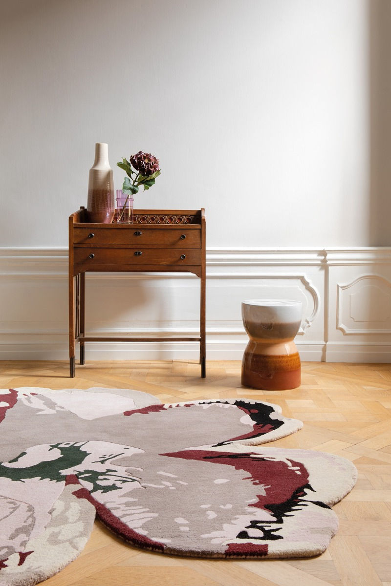 Magnolia bordeaux vloerkleed