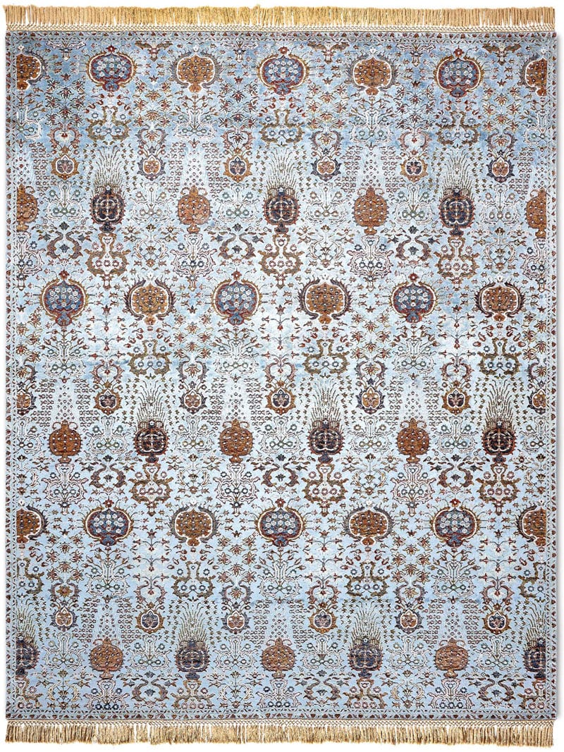 Tapis de luxe fait main Isfahan bleu clair
