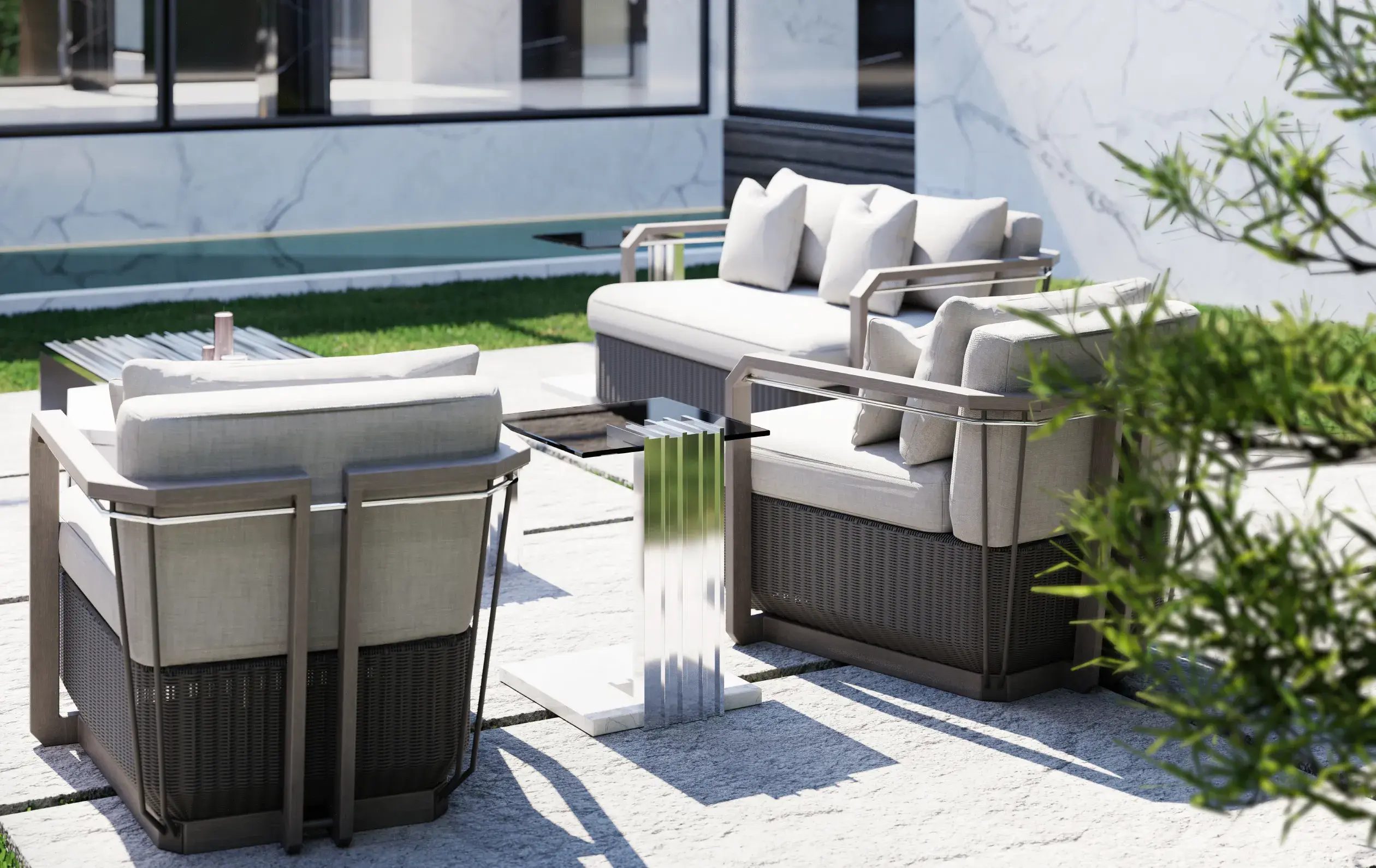 Table d’appoint de jardin Whirlwind grise - 2