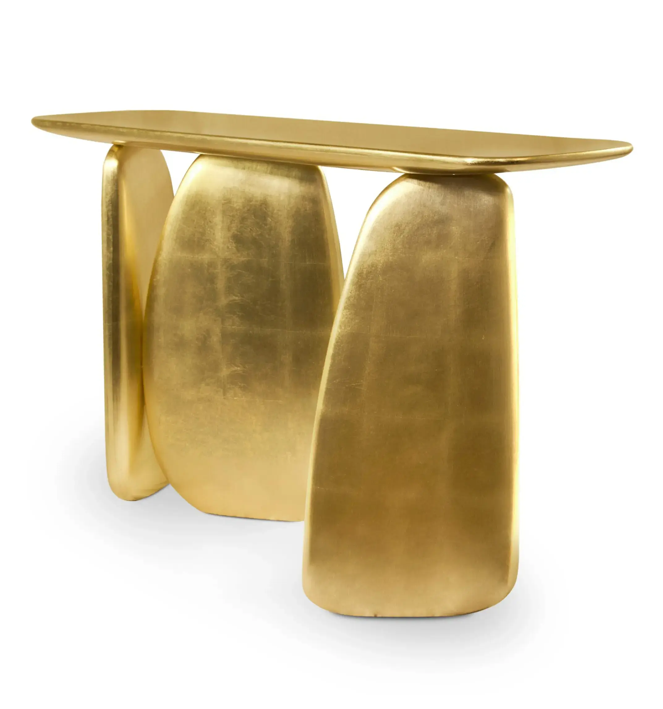 Sculpturale gouden console