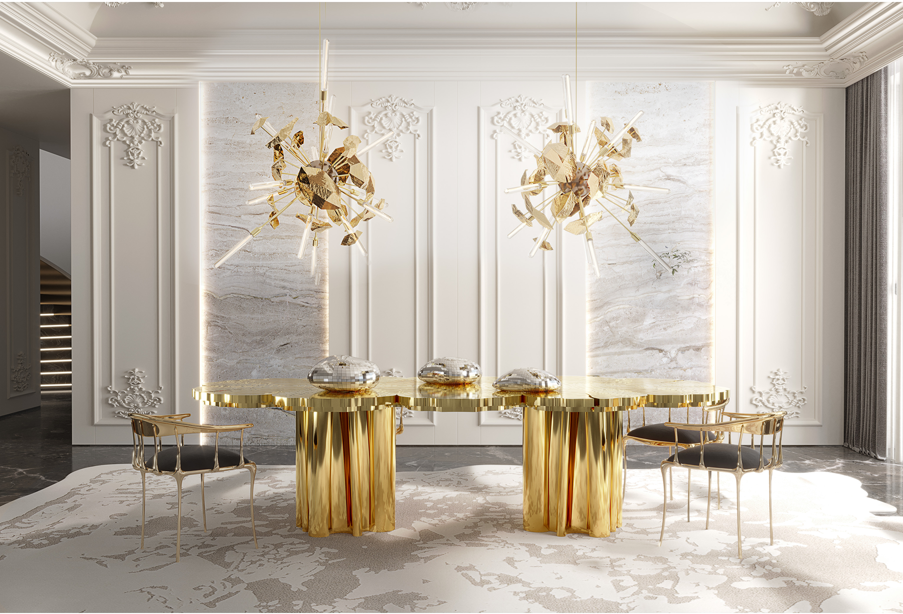 Ambachtelijke gouden eettafel