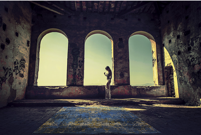 Tapis Luxury abstrait bleu or | Taille: 170 × 240 cm