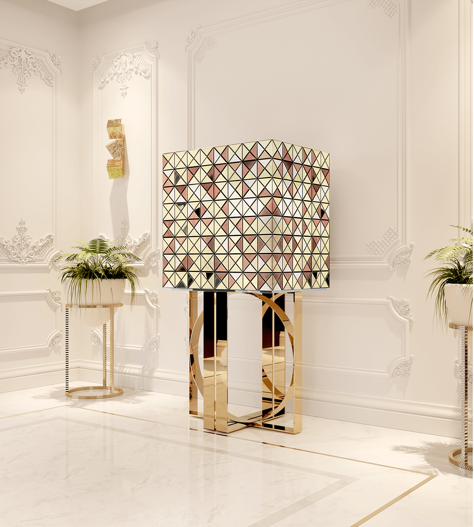 Armoire Mosaic à accents dorés