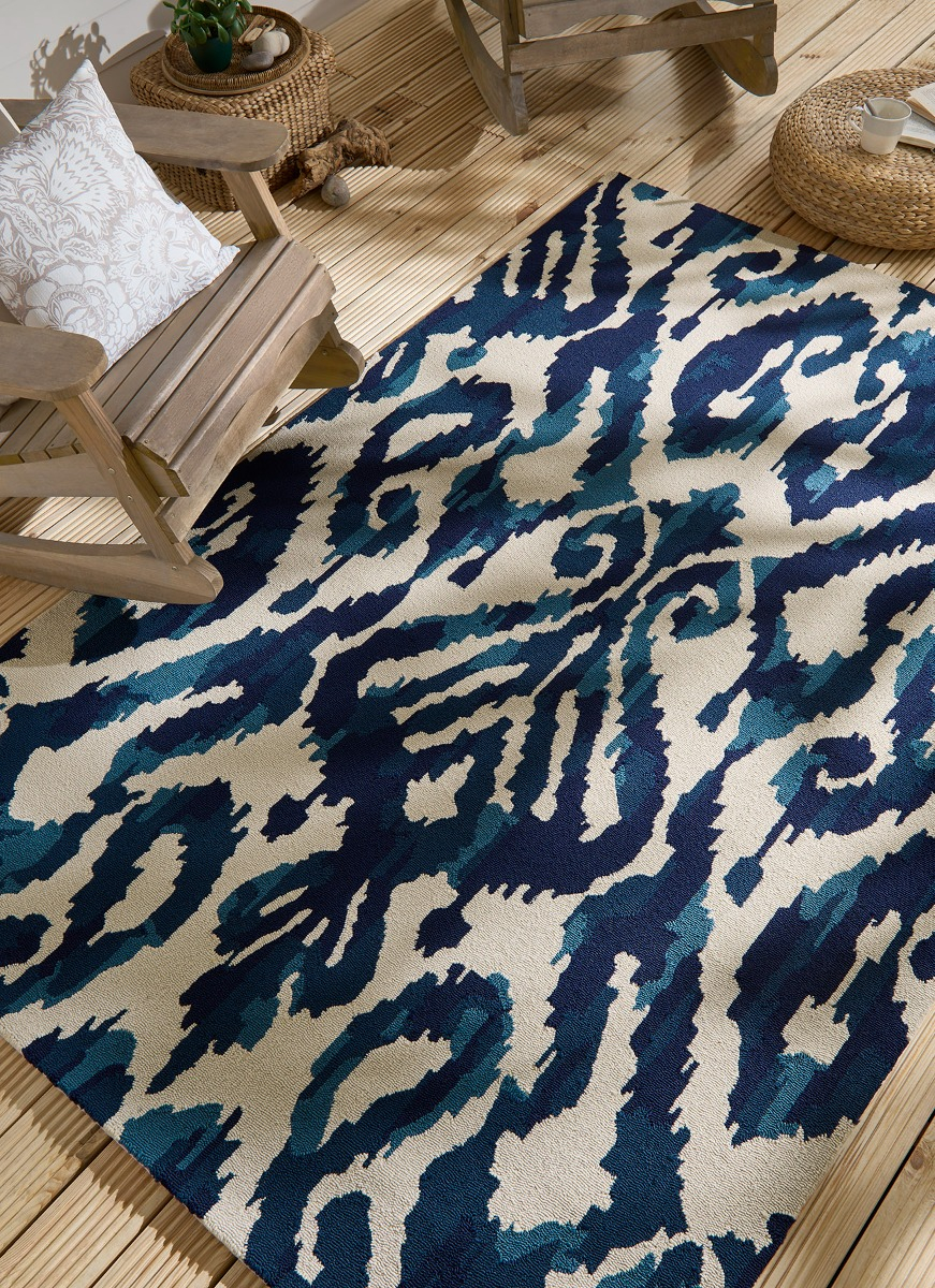 Tapis d’extérieur Kasuri indigo | Taille: 140 × 200 cm
