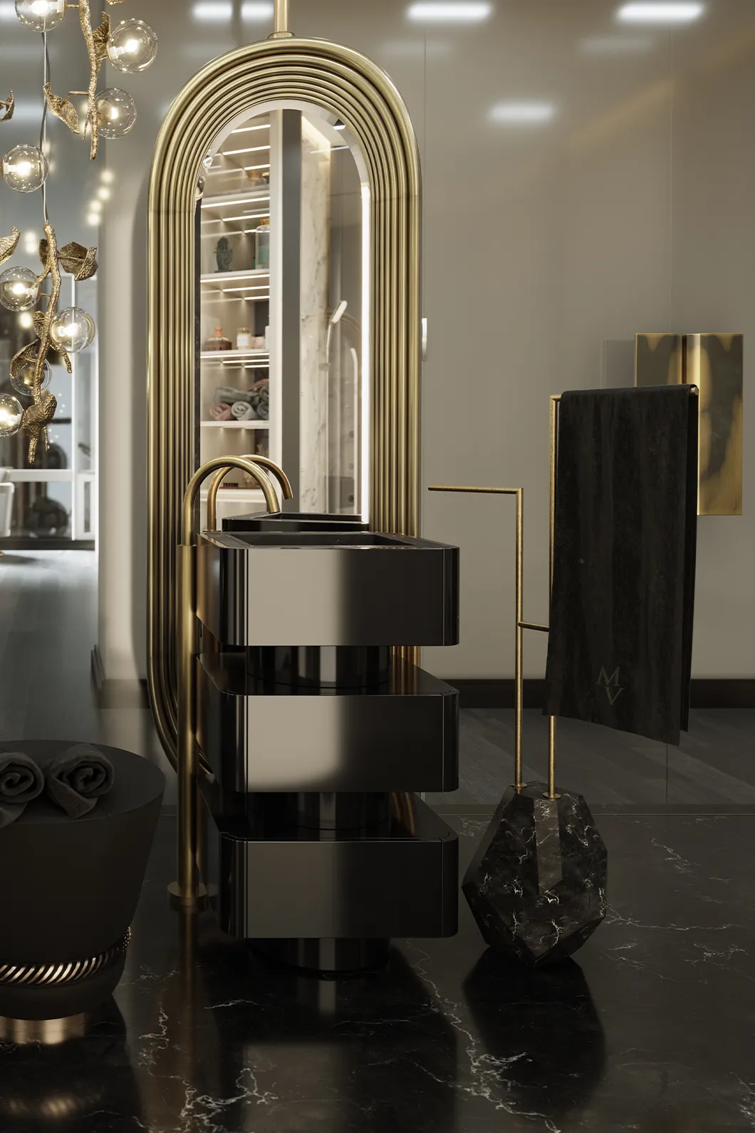 Brilliance zwart handdoekrek
