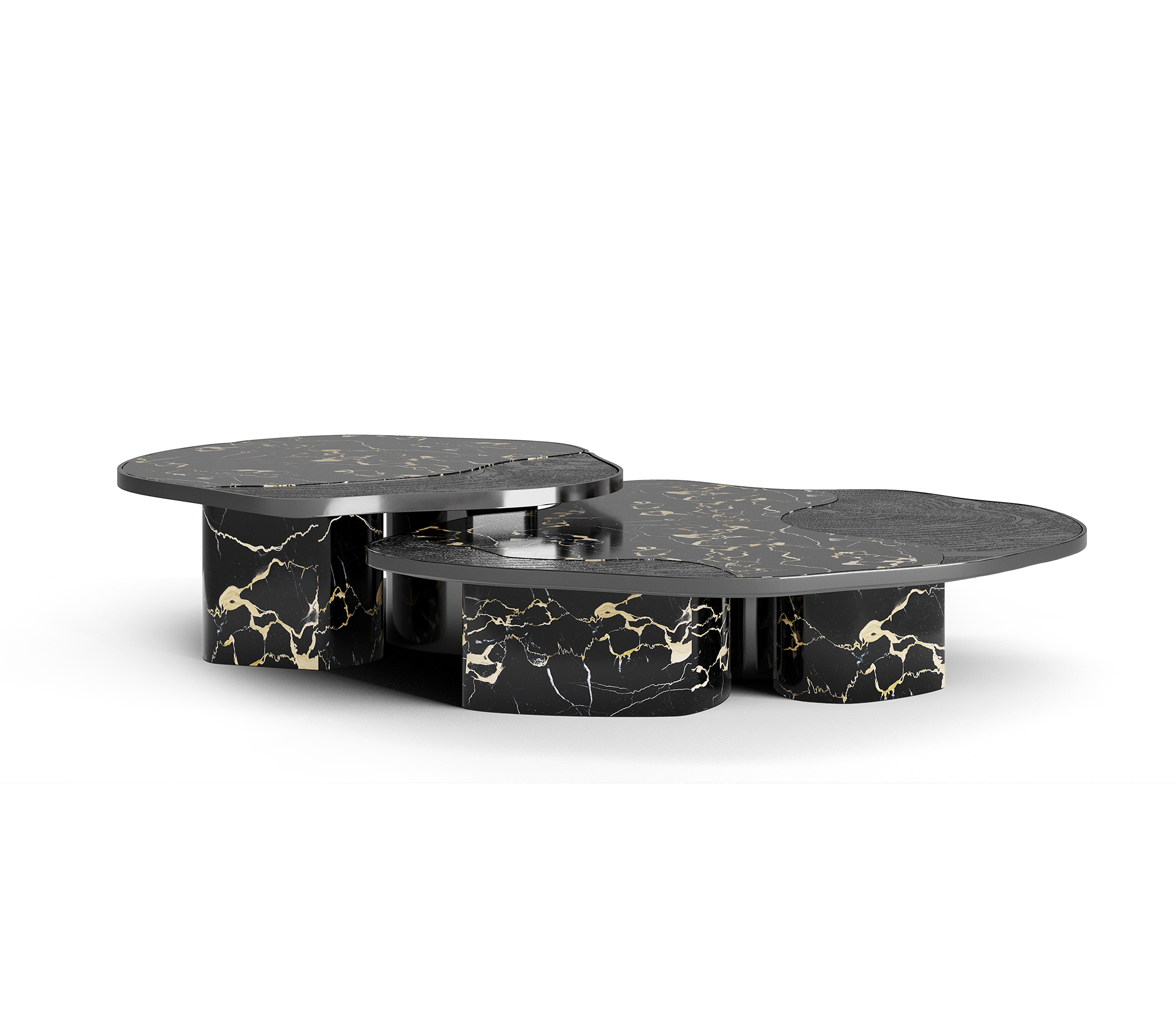Ensemble de tables Athena marbre Portoro & onyx