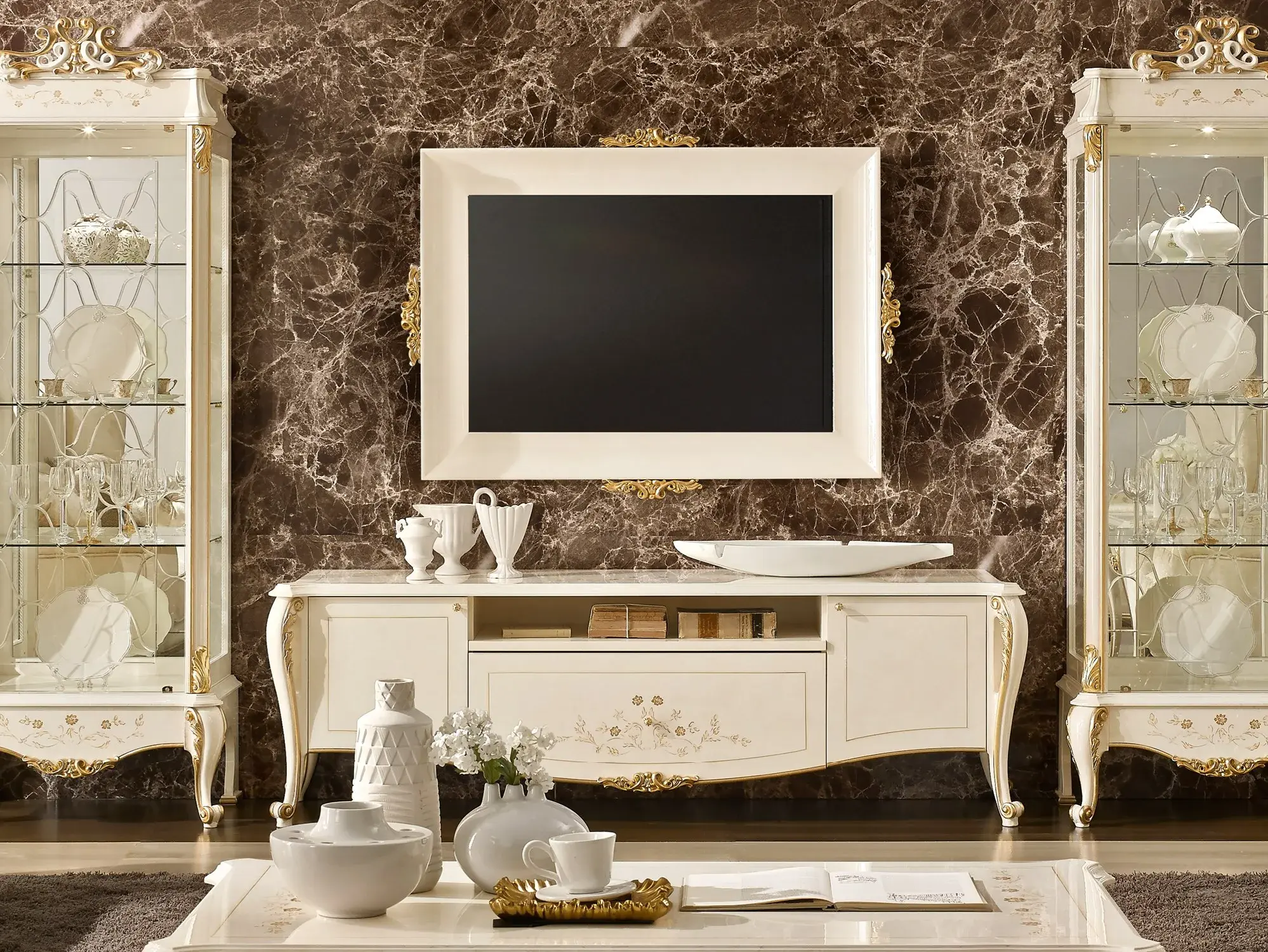 Meuble TV ivoire italien | Configuration: Zonder frame Meuble TV ivoire italien | Configuration: Zonder frame