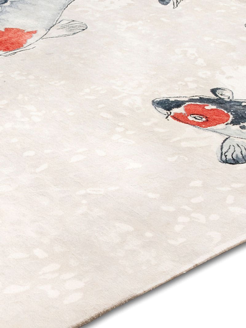 Tapis de luxe noué à la main Fish sable