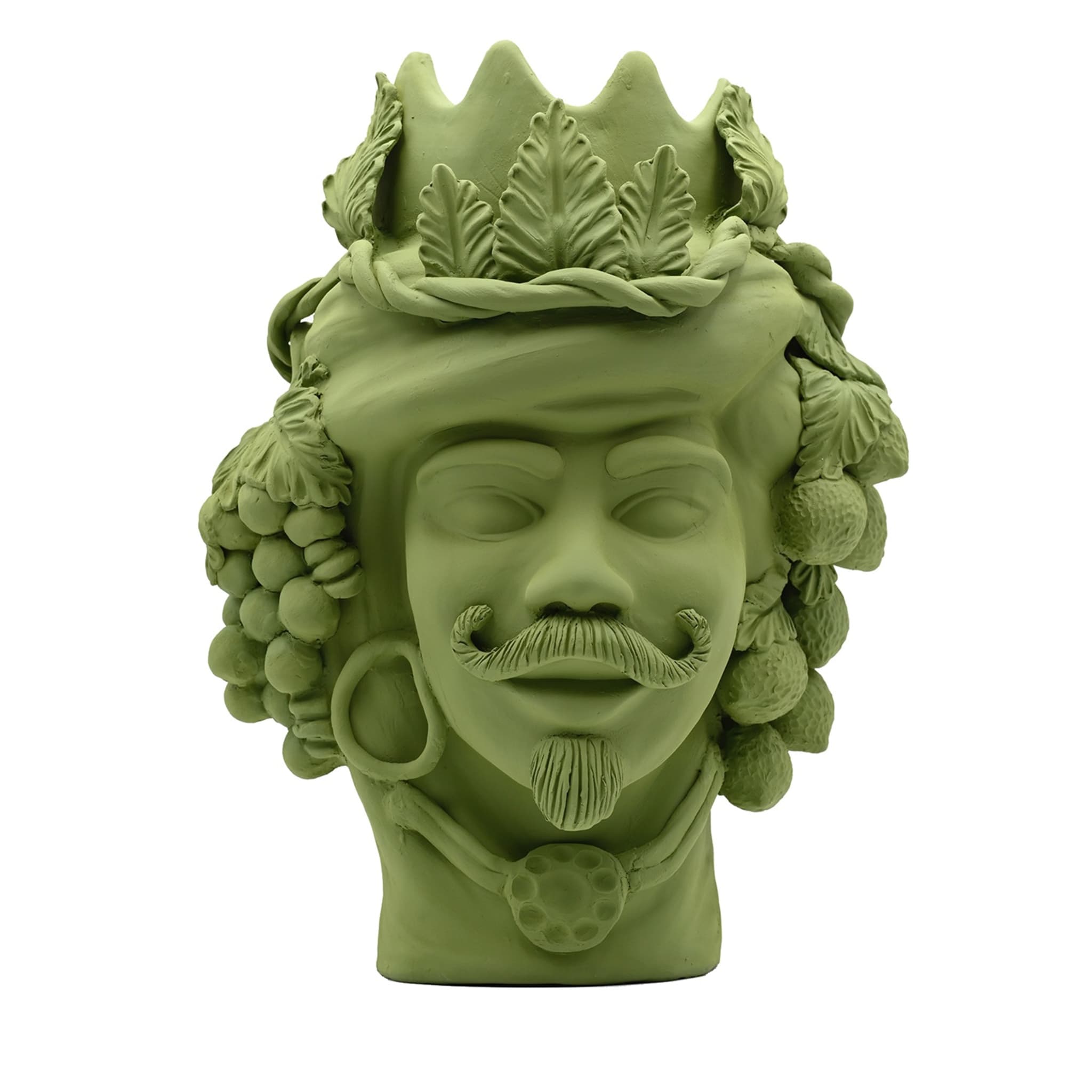 Moorkop groene matte sculptuur