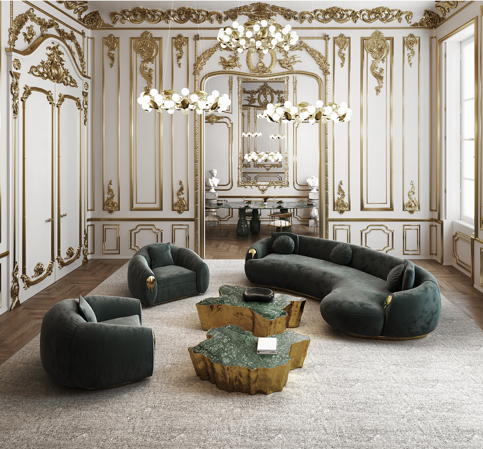 Paradise stenen salontafel | Afmetingen: B 123 × D 102 × H 30 cm