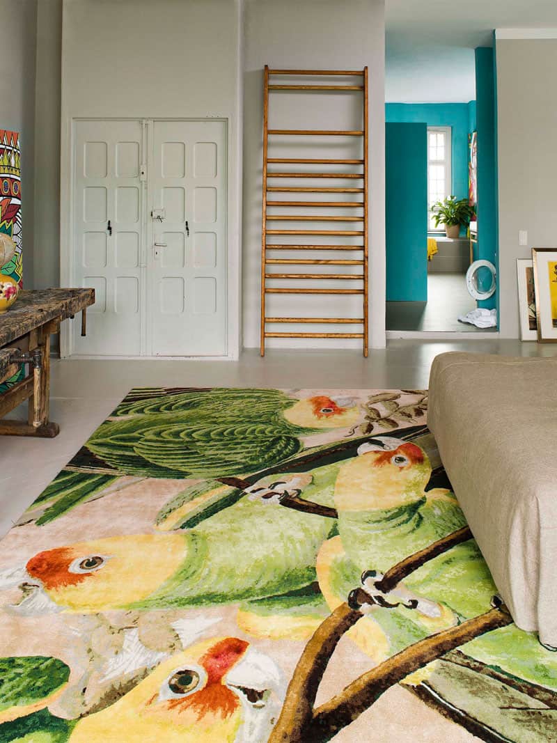 Tapis tissé main Parrots