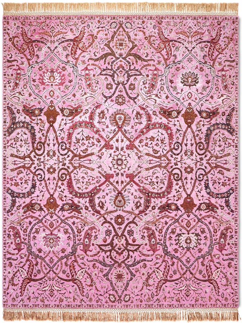 Tapis de luxe noué à la main Heriz rose