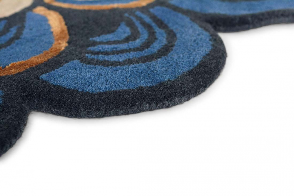 Masquerade blauw rond vloerkleed