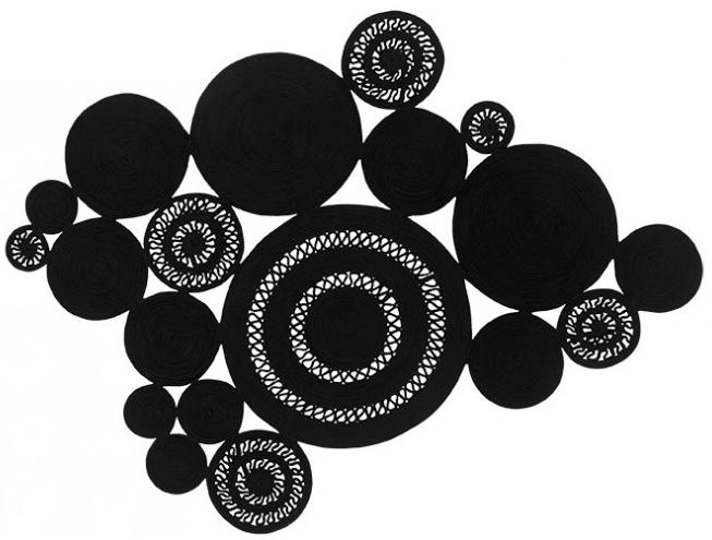 Gevlochten zwart tapijt | Maat: 200 × 300 cm