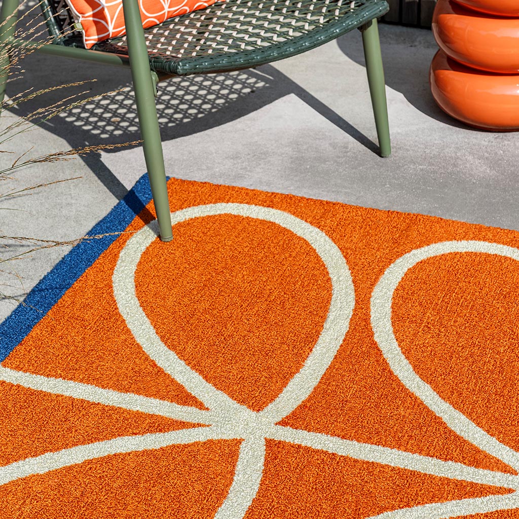 Linear Stem oranje outdoor vloerkleed | Maat: 250 × 350 cm