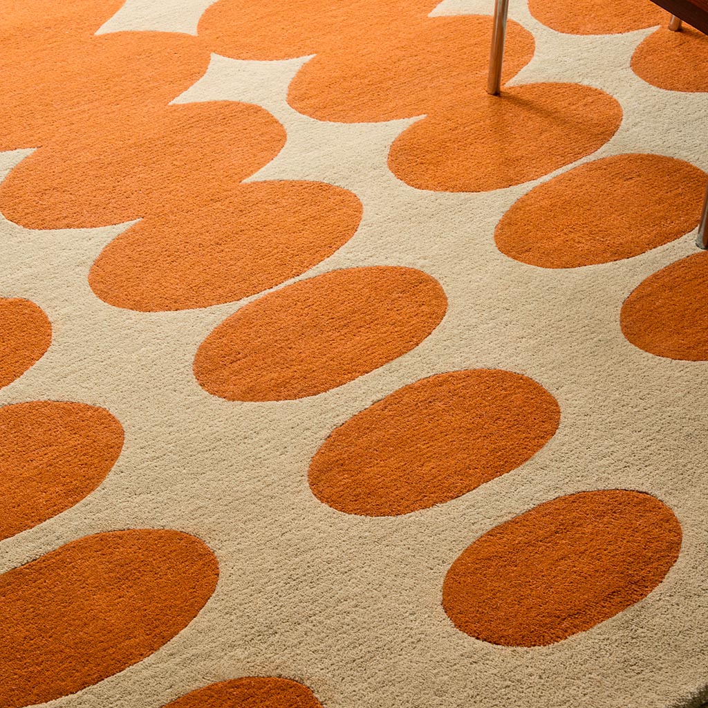 Optical Oval oranje zand designer vloerkleed
