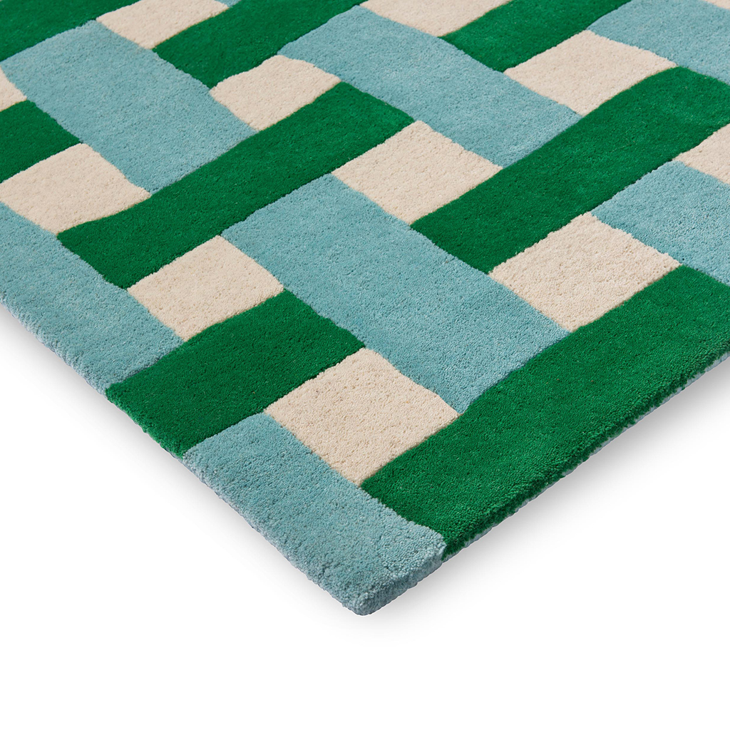 Tapis Basket Weave émeraude/aigue-marine | Taille: 140 × 200 cm