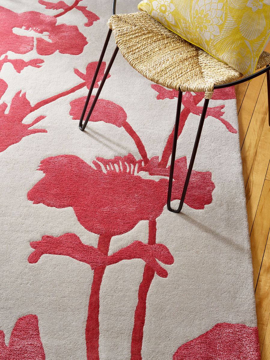 Floral klaprood vloerkleed | Maat: 170 × 240 cm