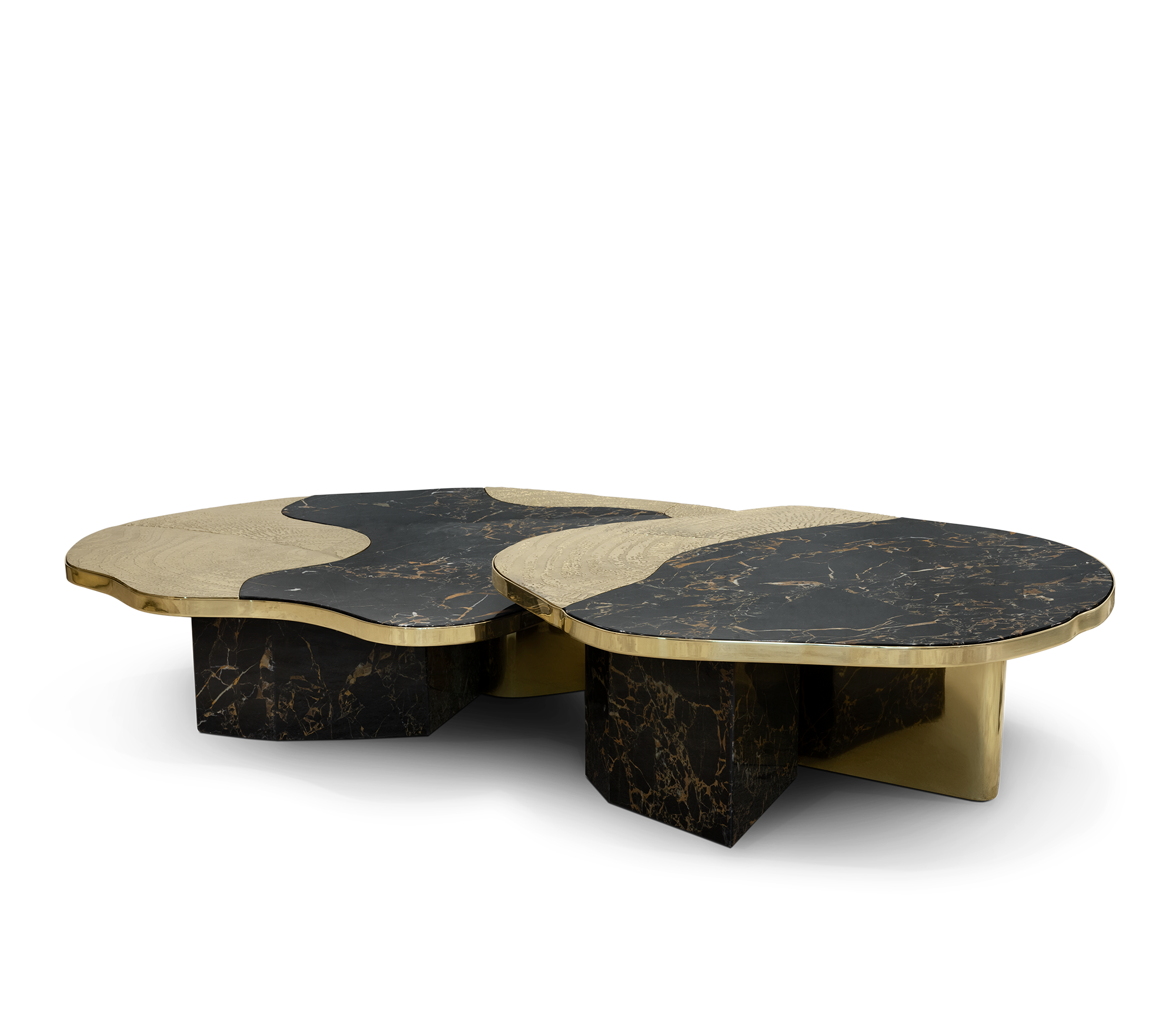 Ensemble de tables Athena marbre Portoro & or