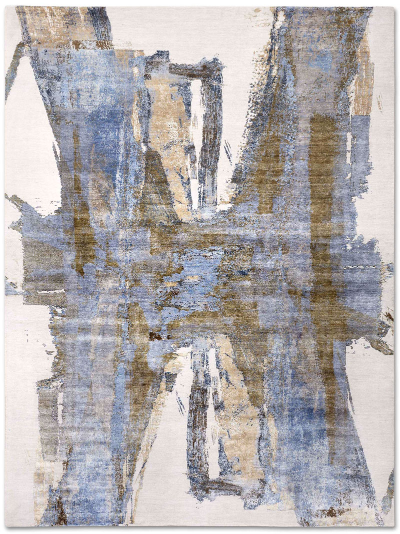 Tapis tissé main gris rouille