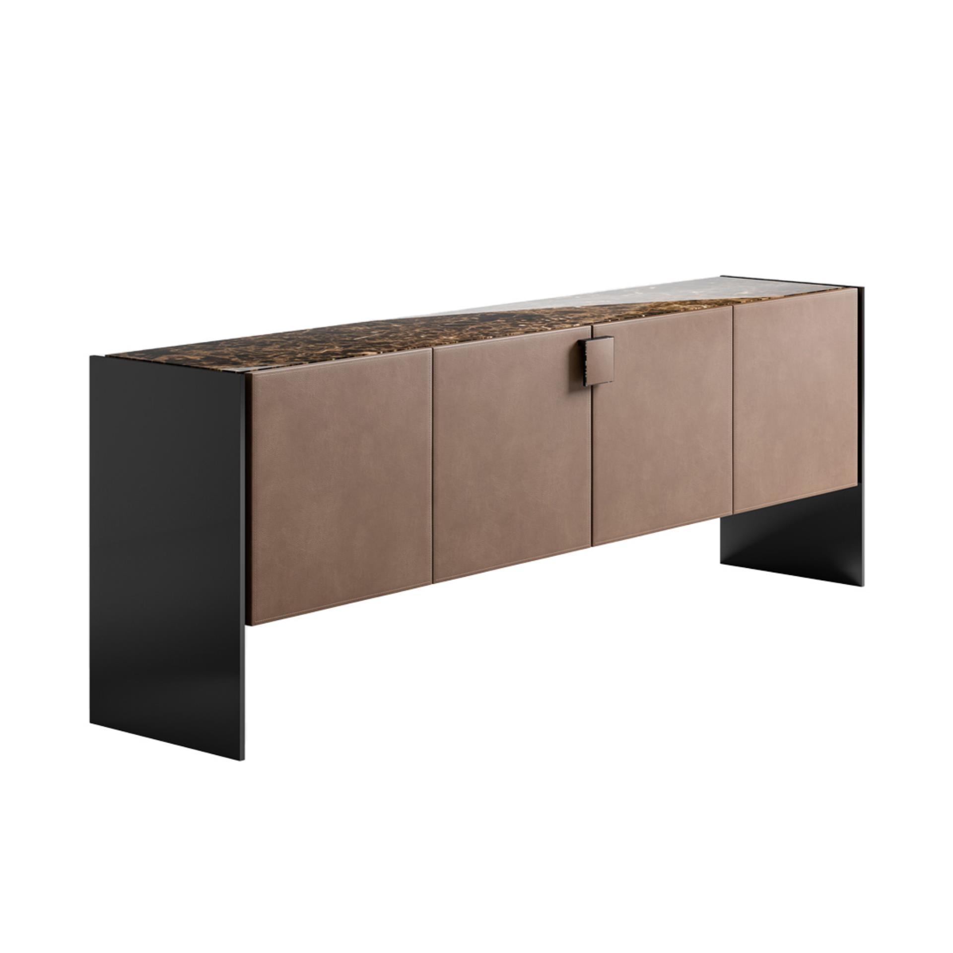 Buffet avec portes en cuir