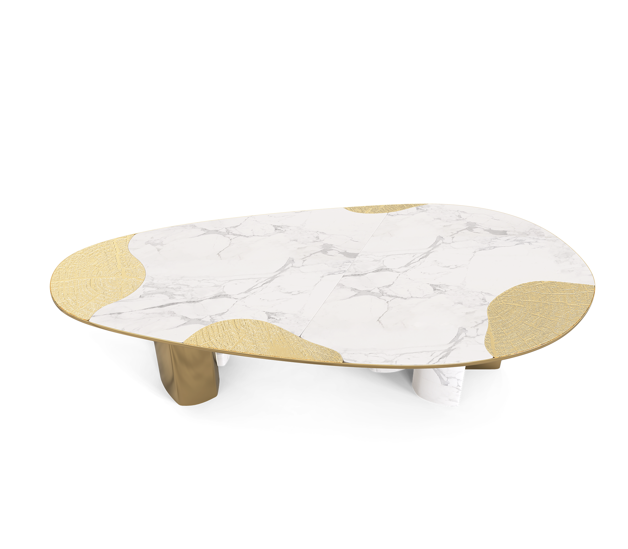 Table à manger Athena en marbre de Carrare et or