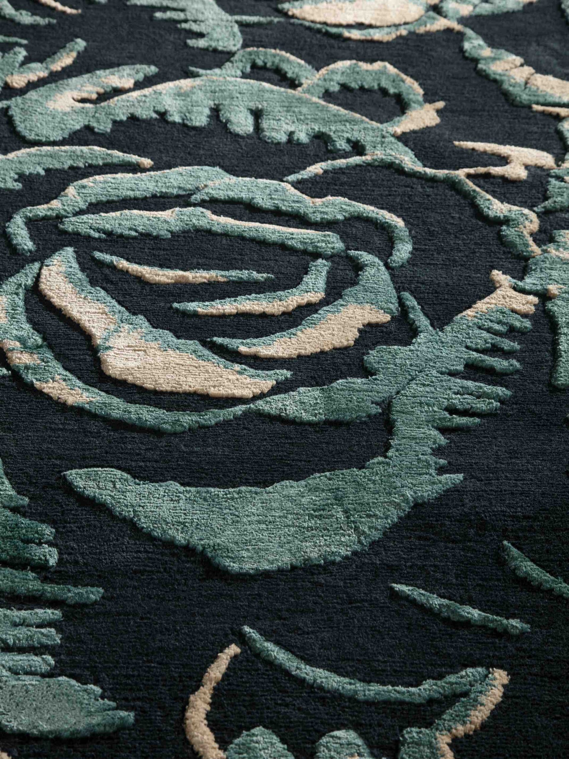 Dark Flower designer vloerkleed