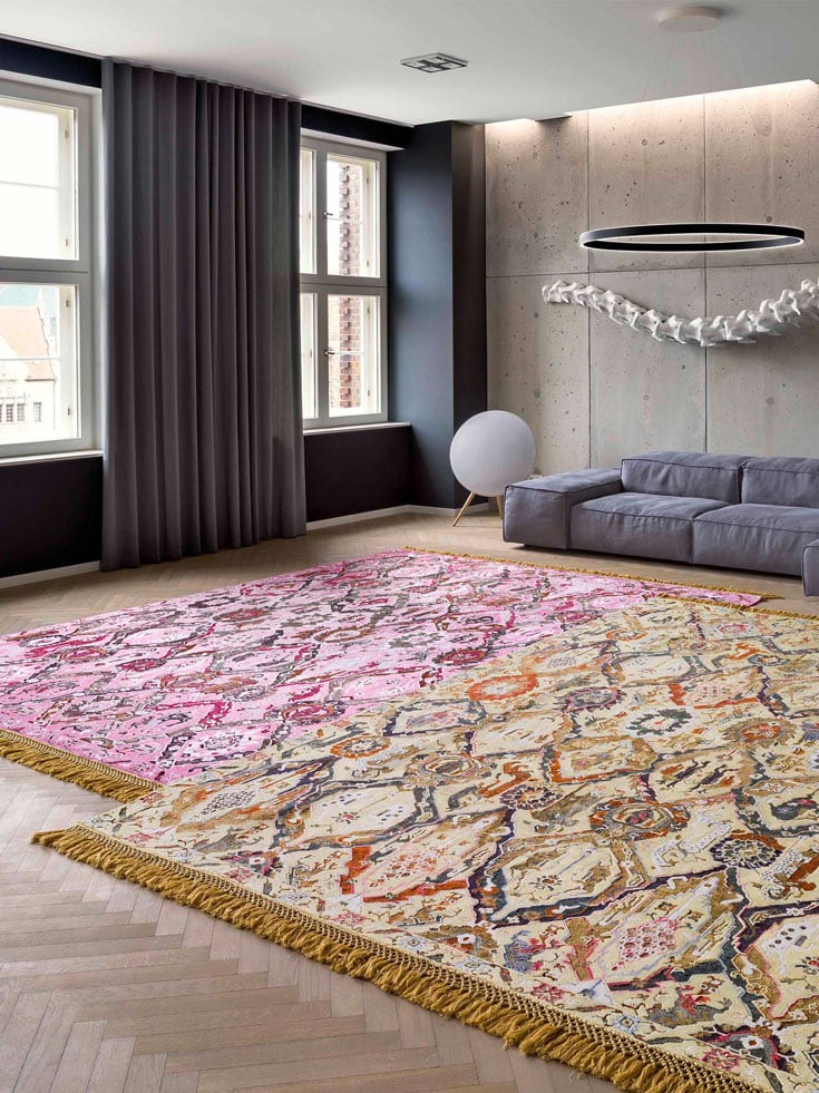 Tapis de luxe fait main KavaBagh rose