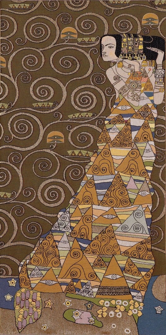 Tapisserie murale Dame à droite, par Klimt (brun) | Taille: 50 × 100 cm Tapisserie murale Dame à droite, par Klimt (brun) | Taille: 50 × 100 cm
