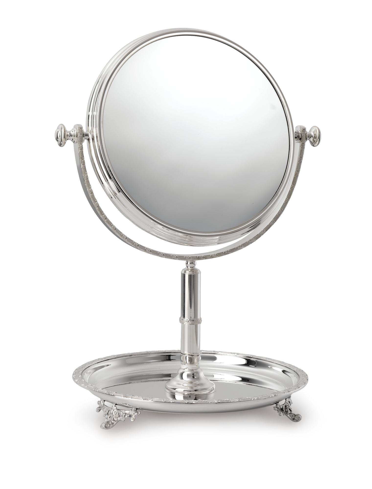 Miroir rond argenté Royal avec plateau