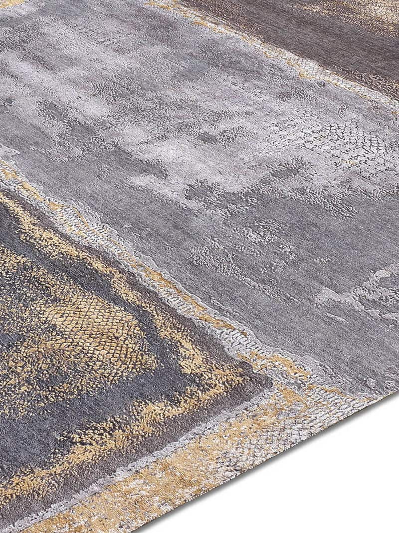 Gold zilver handgeweven vloerkleed | Maat: 122 × 183 cm