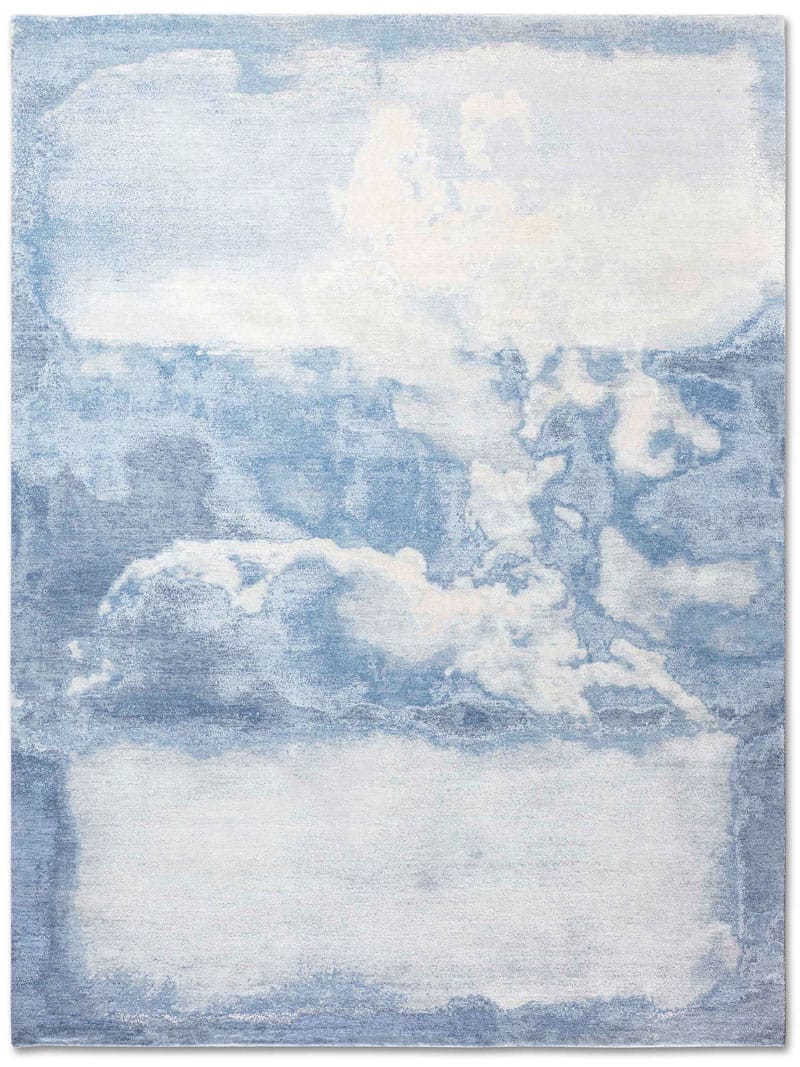 Clouds blauw handgemaakt luxe vloerkleed