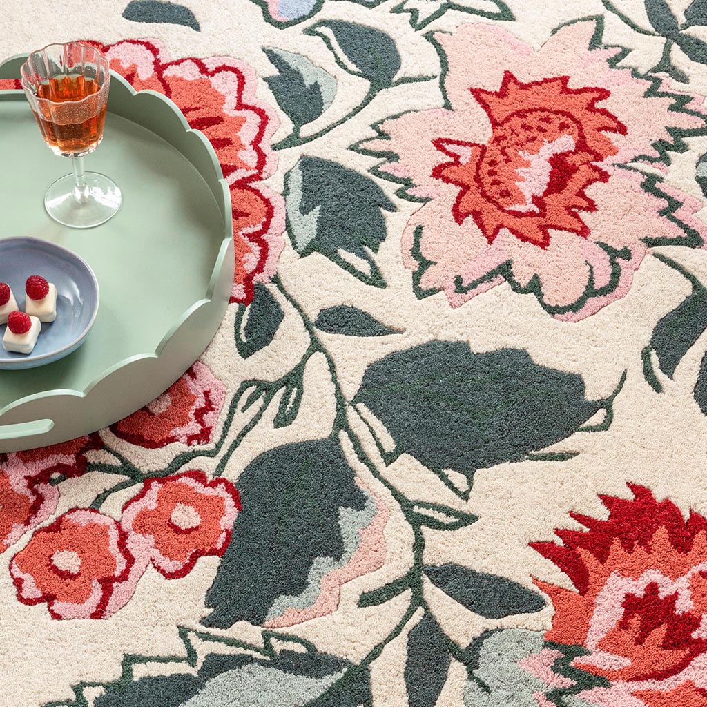 Wendling Floral klaprood vloerkleed