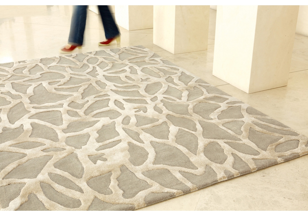 Tapis Éphémère laine et viscose crème beige