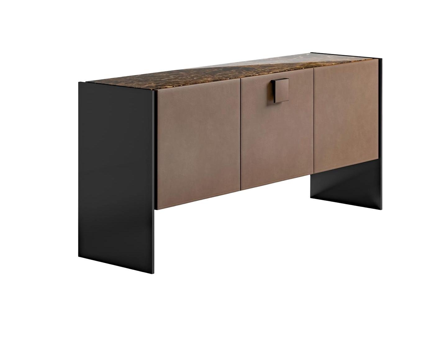 Dressoir met leren deuren