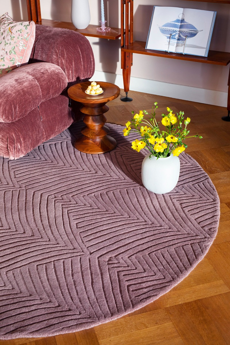 Tapis rond Folia vison | Taille: Ø 200 cm