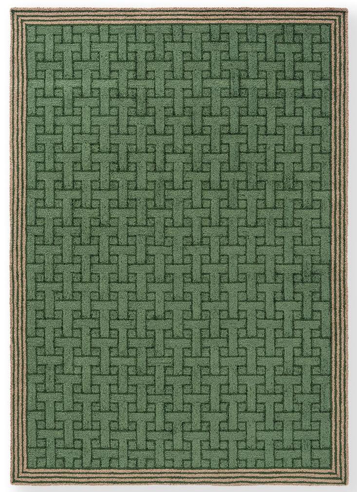 Tapis d’extérieur Monogram vert | Taille: 140 × 200 cm