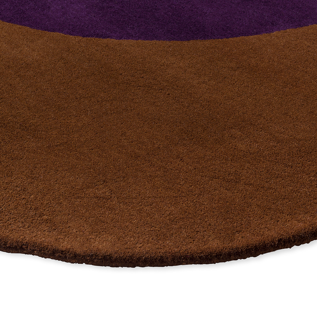Tapis en laine designer Flower Spot châtaigne/violet | Taille: Ø 200 cm