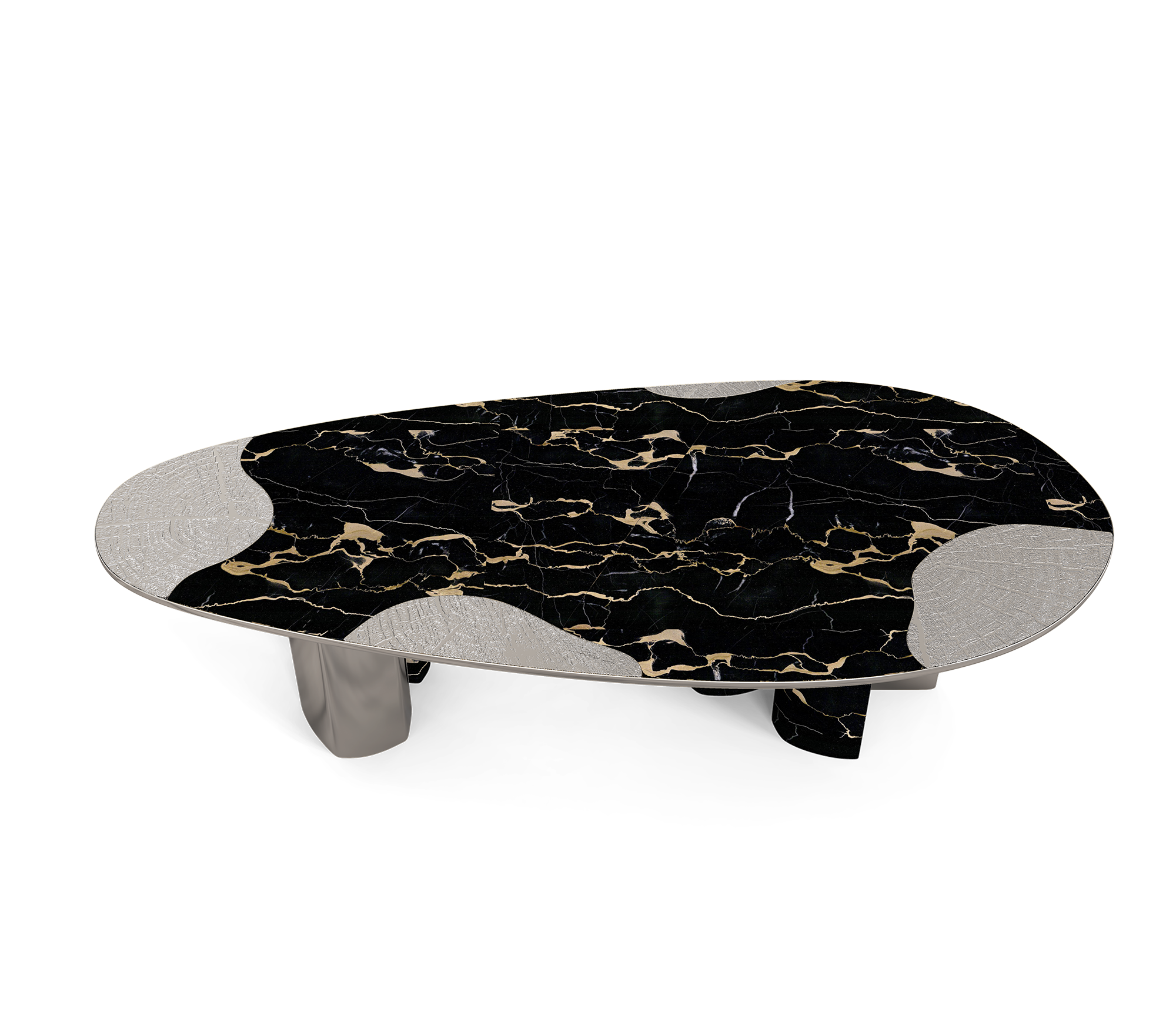 Athena Portoro marmer en zilveren eettafel