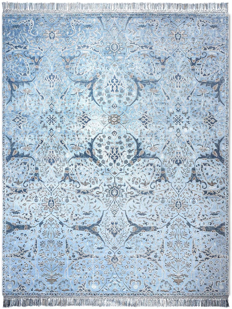 Teheran Blue handgemaakt luxe vloerkleed | Maat: 183 × 274 cm