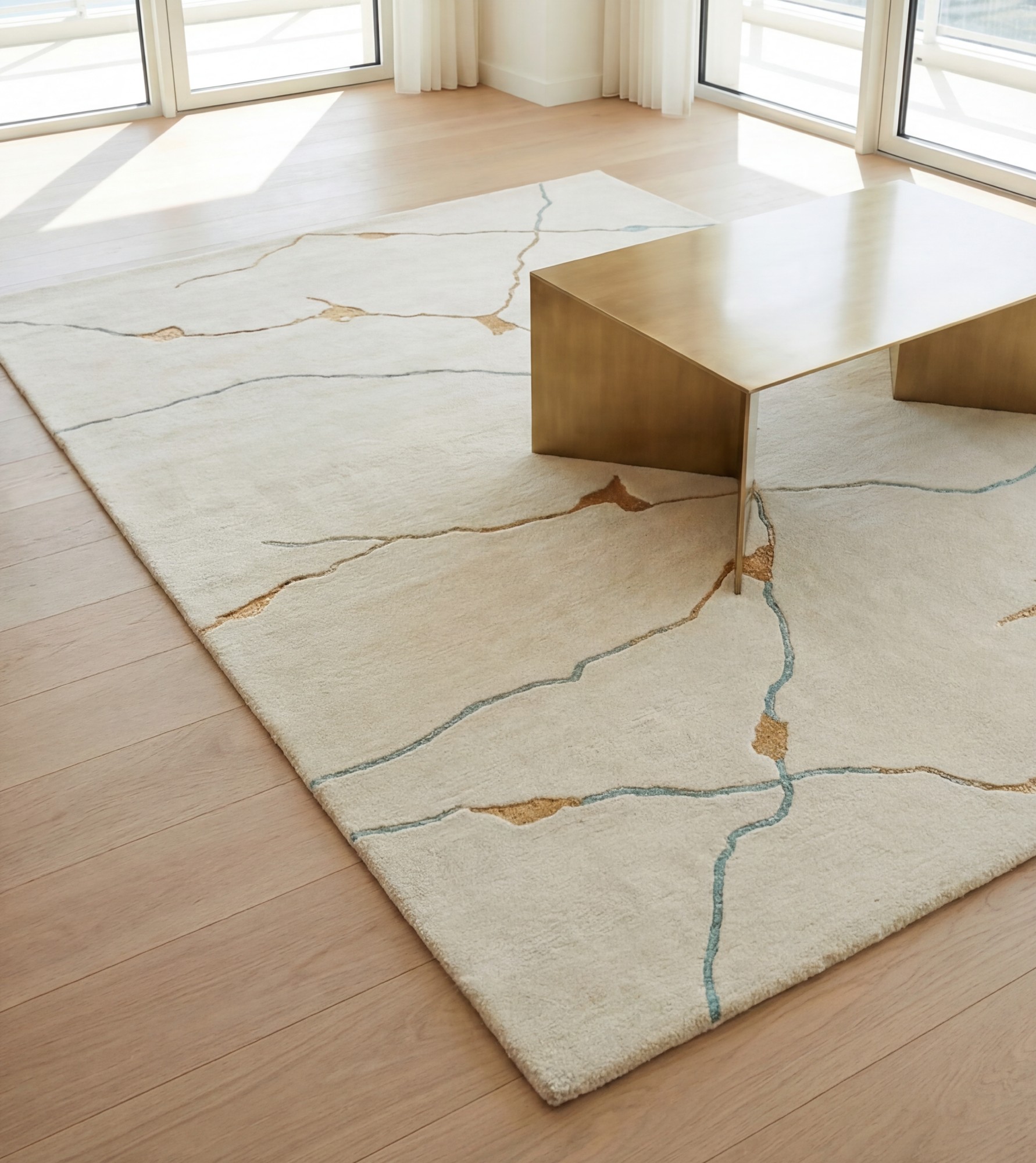 Golden Veins Ivory vloerkleed